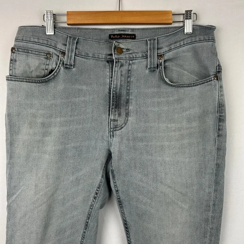 Nudie Jeans Thin Finn Pale Lead Organic Cotton Men's Size 34x32 (Measures 34x31)